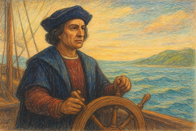 Columbus at the helm