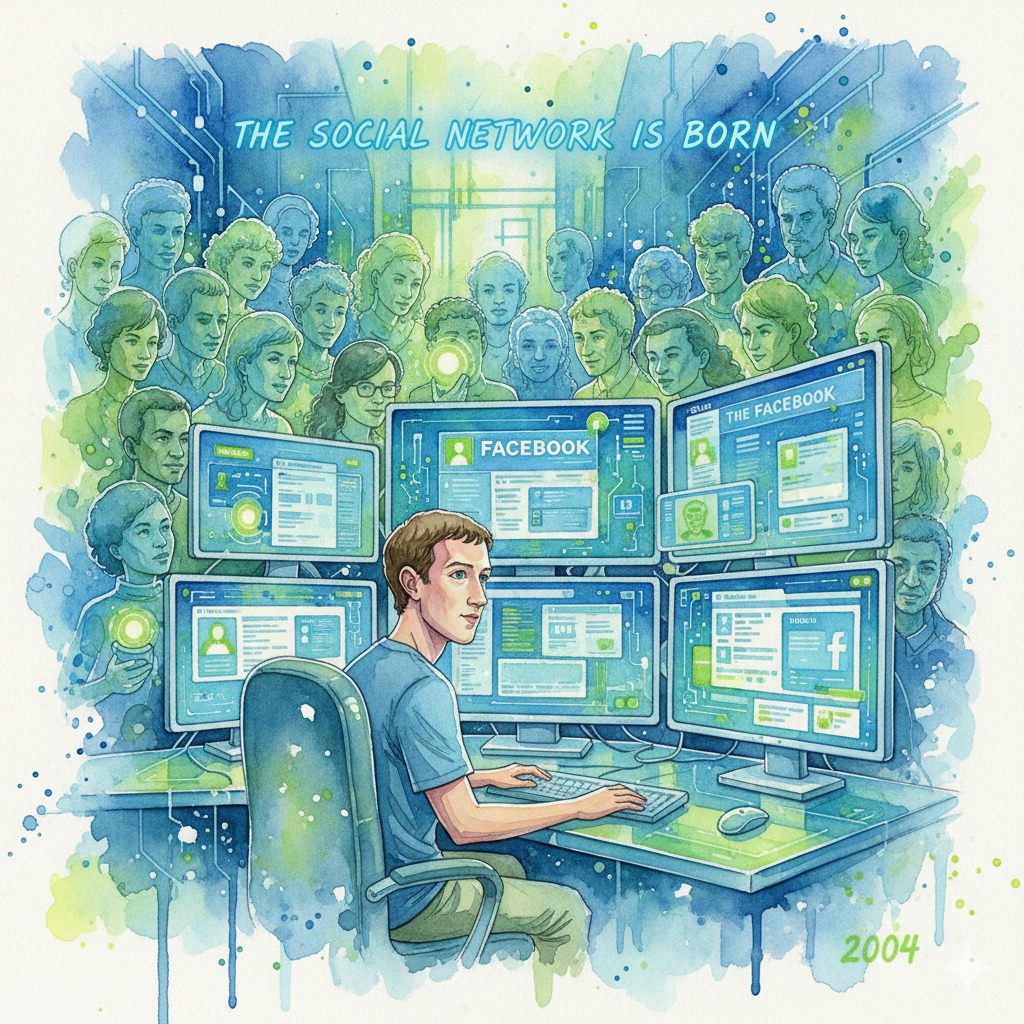 2004 digital workspace, Zuckerberg, Facebook interfaces