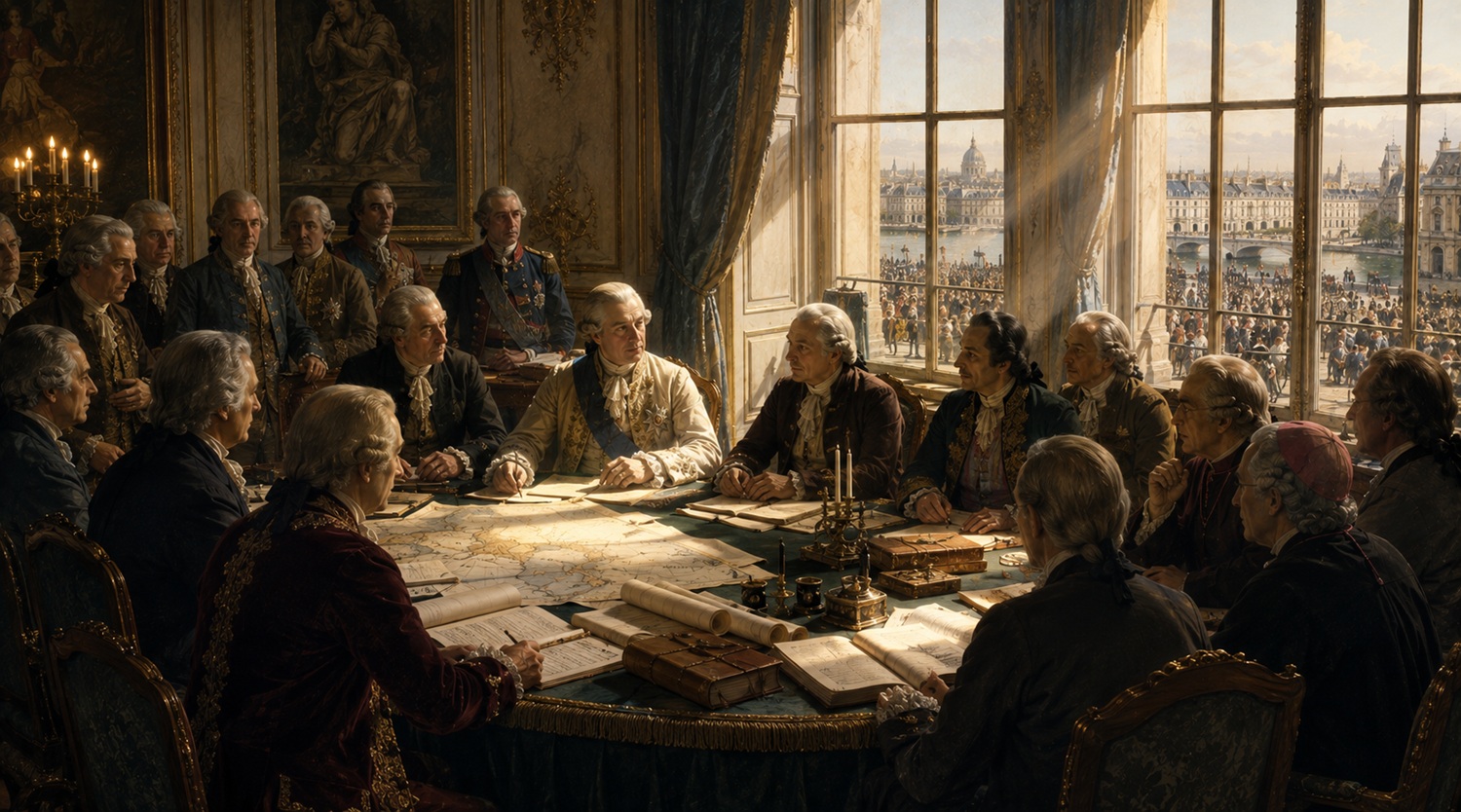 Louis XVI agreeing to constitutional reform before the French Revolution